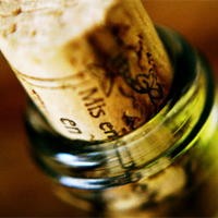 Cork in a wine bottle